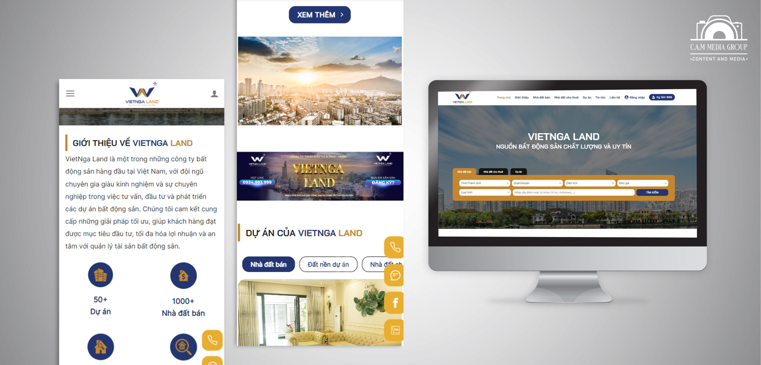 Truyền Thông CAM lựa chọn thiết kế website bất động sản Tập Đoàn Việt Nga sống động và thu hút